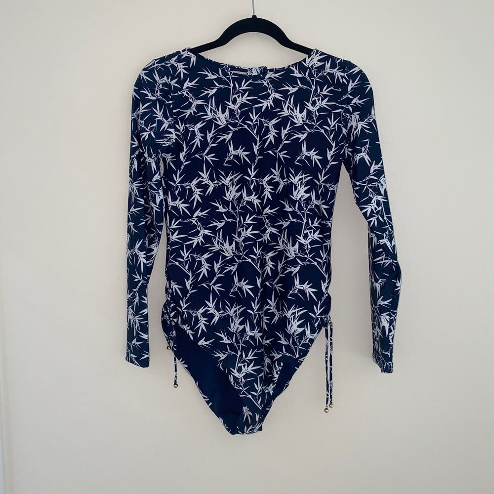 Cosita Linda Beachwear L/S Rashgard Swimsuit Navy Bamboo Reversible Size XL